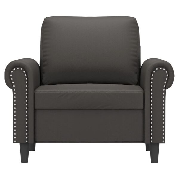 vidaXL Fotelj siv 60 cm umetno usnje