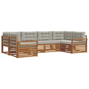 vidaXL Zunanja garnitura za sedenje 6 pcs Naravna in svetlo siva