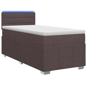 vidaXL Postelja boxspring z vzmetnico Temno rjava 90 x 200 cm Blago