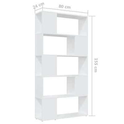 vidaXL Knjižna omara za razdelitev prostora bela 80x24x155 cm