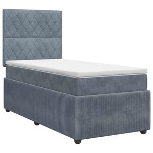 vidaXL Postelja boxspring z vzmetnico Temno siva 80 x 200 cm Žamet