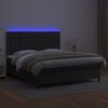 vidaXL Box spring postelja z vzmetnico LED črna 180x200cm umetno usnje