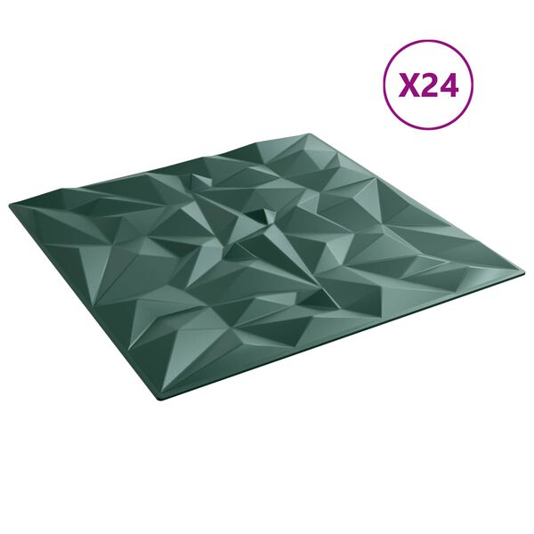 vidaXL Stenske plo&scaron;če 24 pcs Amethyst Zelen 50 x 50 cm XPS Pena