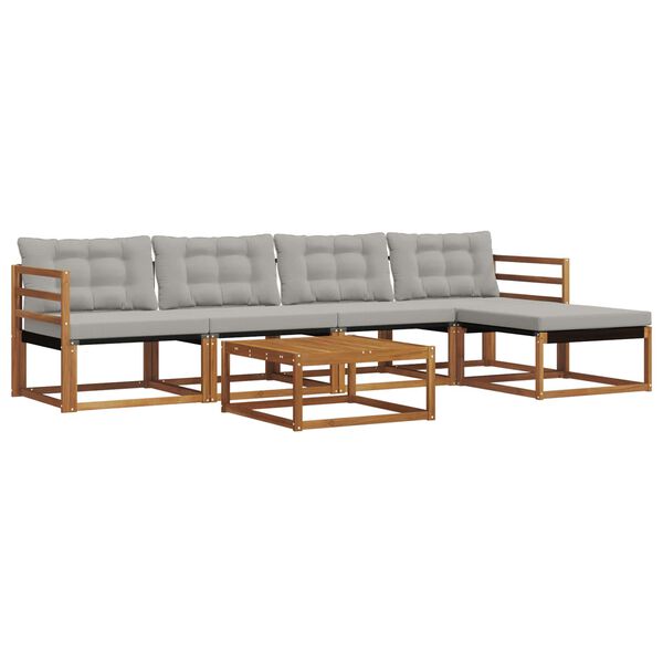 vidaXL Zunanja garnitura za sedenje 6 pcs Naravna in svetlo siva