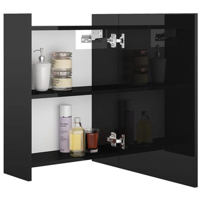vidaXL Kopalniška omarica z ogledalom visok sijaj črna 62,5x20,5x64 cm