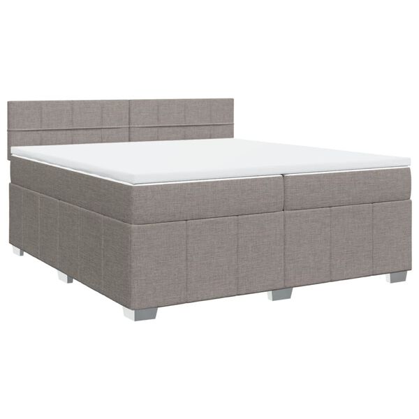 vidaXL Box spring postelja z vzmetnico taupe 200x200 cm blago