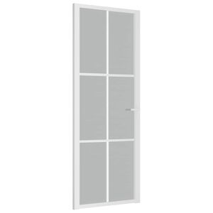 vidaXL Notranja vrata 76x201,5 cm Bela mat steklo in aluminij