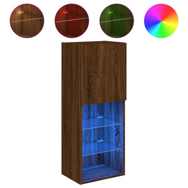 vidaXL TV omarica z LED lučkami rjav hrast 40,5x30x102 cm