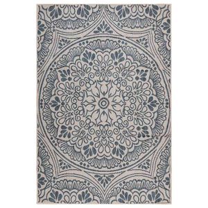 vidaXL Zunanja preproga plo&scaron;čato tkanje 160x230 cm modri vzorec
