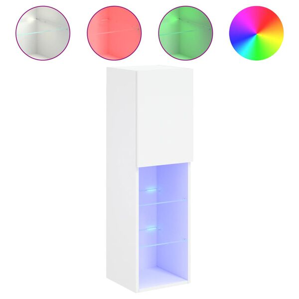 vidaXL TV omarica z LED lučmi bela 30,5x30x102 cm