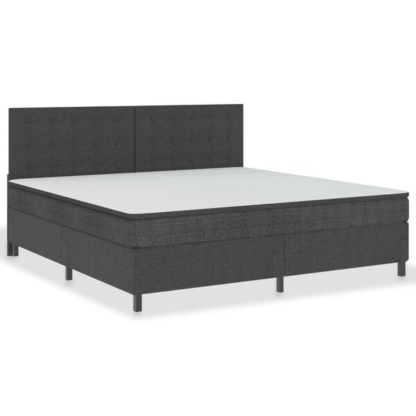 vidaXL Boxspring postelja temno siva iz blaga 200x200 cm