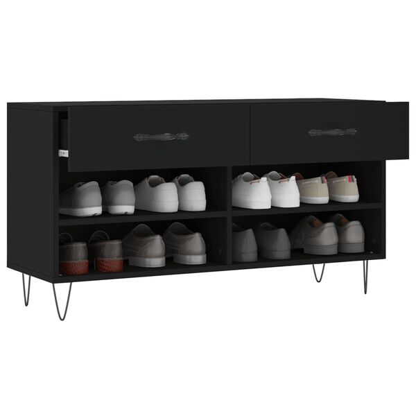 vidaXL Klop za čevlje črna 102x35x55 cm inženirski les