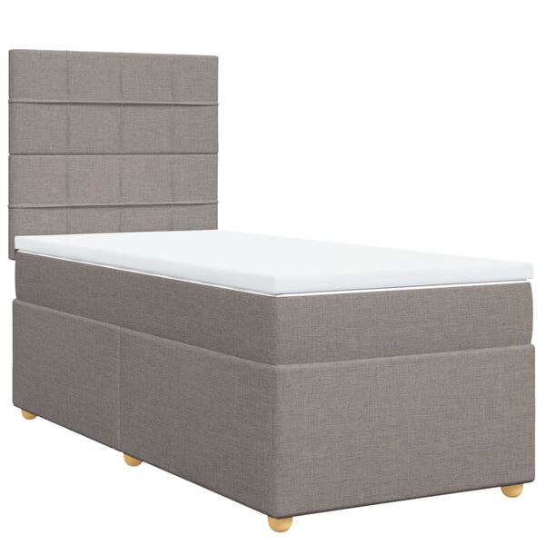 vidaXL Box spring postelja z vzmetnico taupe 90x190 cm blago