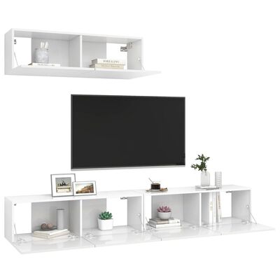 vidaXL TV omarice 3 kosi visok sijaj bela iverna plošča