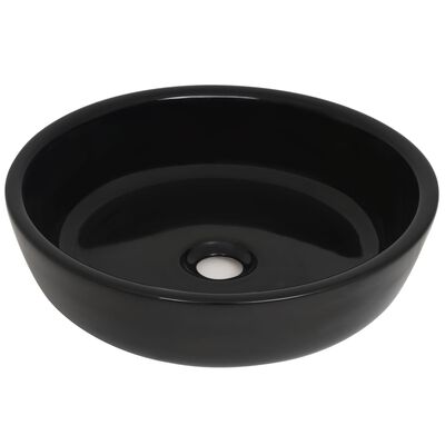 vidaXL Umivalnik okrogel keramičen črne barve 42x12 cm