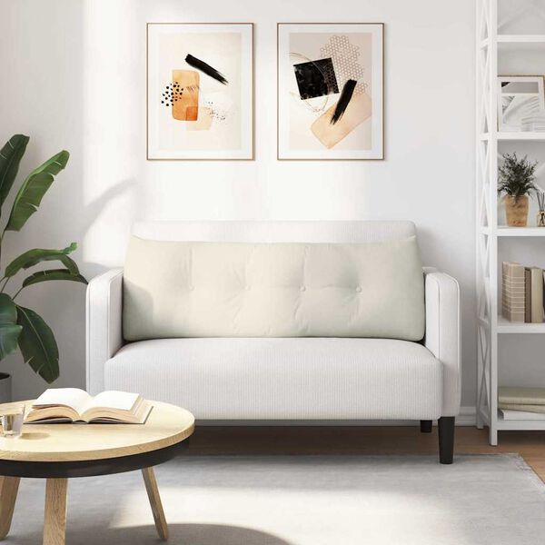 vidaXL Poglavni vzglavnik krema 140 x 24 x 50 cm Žamet