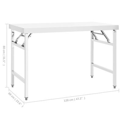 vidaXL Zložljiva kuhinjska miza 120x60x80 cm nerjaveče jeklo