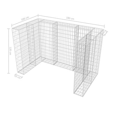 vidaXL Gabion dvojna ograda za koše za smeti jeklo 180x100x120 cm