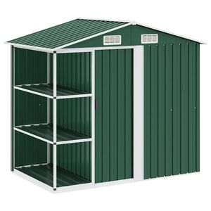 vidaXL Vrtna lopa s stojalom zelena 205x130x183 cm železna