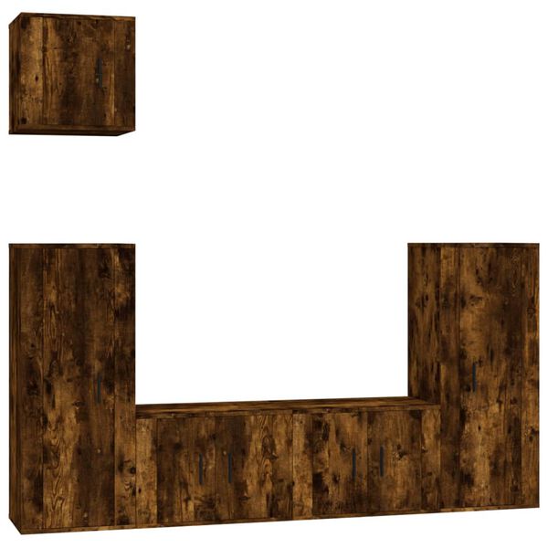 vidaXL Komplet TV omaric 5-delni dimljen hrast inženirski les