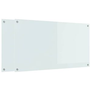 vidaXL Za&scaron;čita za kuhinjo 2 pcs Bela 110 x 60 cm kaljeno steklo