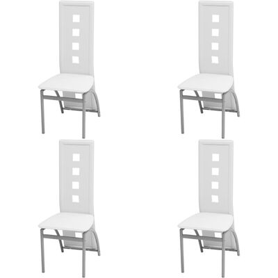 vidaXL Jedilni stoli 4 kosi belo umetno usnje