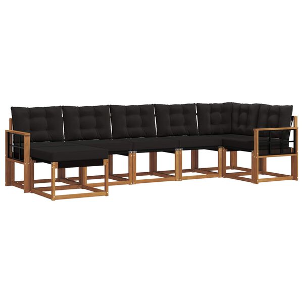 vidaXL Zunanja garnitura za sedenje z blazino 7 pcs Naravna in črna