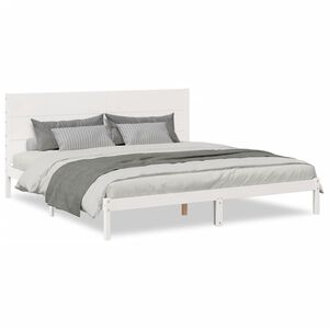 vidaXL Dalj&scaron;i posteljni okvir brez vzmetnice bel 200x210 cm trden les