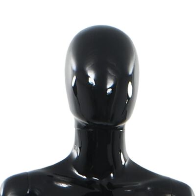vidaXL Celotna ženska izložbena lutka s stekleno osnovo črna 175 cm