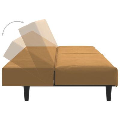 vidaXL Kavč dvosed z ležiščem in stolčkom rjav žamet