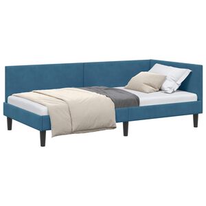 vidaXL Kotna postelja Modra 80 x 200 cm Žamet