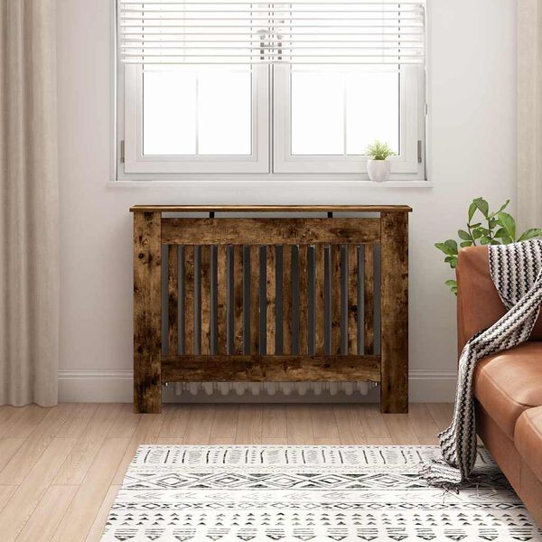 vidaXL Pokrov radiatorja Dimljeni oreh 112 x 19 x 81,5 cm