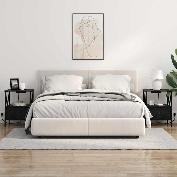 vidaXL Nočna omarica s predalom Črna Orehovina 41,5 x 40,5 x 55 cm