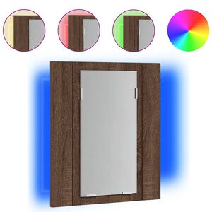 vidaXL LED kopalni&scaron;ka omarica z ogledalom rjavi hrast 40x12x45 cm