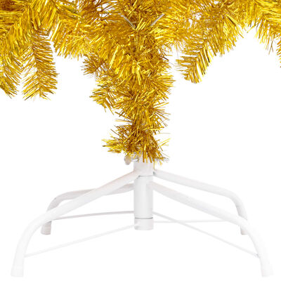 vidaXL Umetna osvetljena novoletna jelka s stojalom zlata 180 cm PET