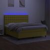 vidaXL Box spring postelja z vzmetnico LED zelena 180x200 cm blago