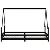 vidaXL Otroški posteljni okvir črn 90x190 cm trdna borovina