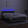 vidaXL Box spring postelja z vzmetnico LED temno siva 140x190 cm blago