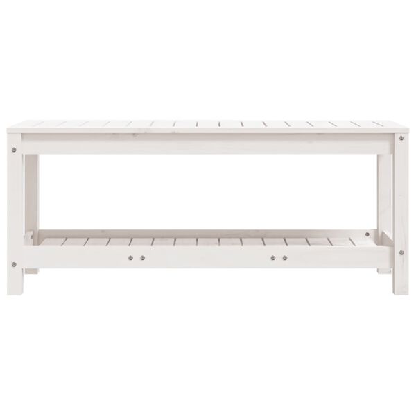 vidaXL Vrtna klop bela 108x35x45 cm trdna borovina
