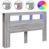 vidaXL LED posteljno vzglavje siva sonoma 160x18,5x103,5 cm inž. les