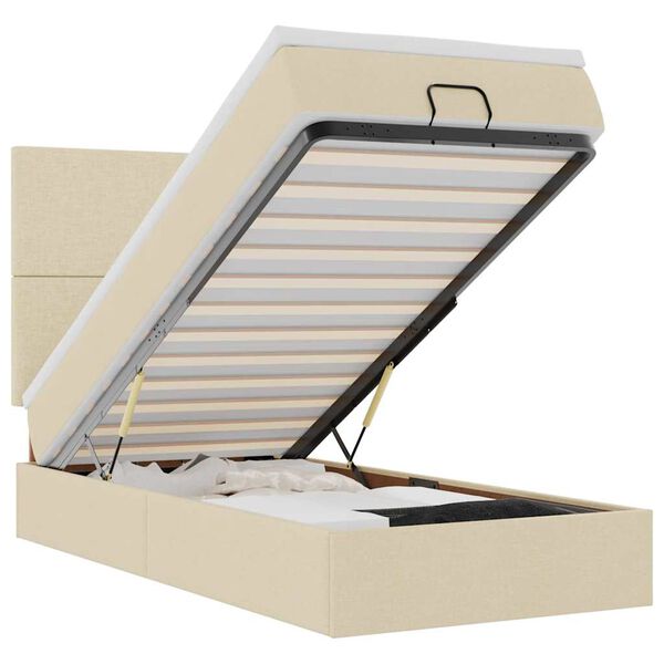 vidaXL Otomanski posteljni okvir z vzmetnico krem 80x200 cm blago