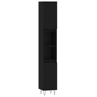 vidaXL Komplet kopalniških omaric 3-delni črn inženirski les