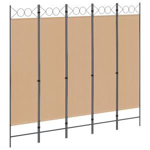 vidaXL 5-panelni pregradni zid Bež 200 x 180 cm Blago