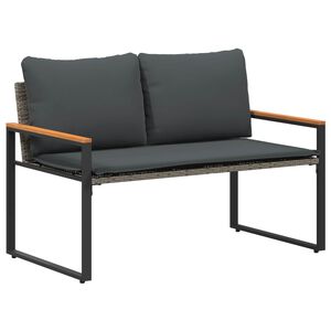 vidaXL klop z blazino Siva in temno siva 115 x 65 x 72 cm Ratan