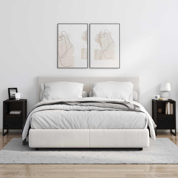 vidaXL Nočna omarica Črna Orehovina 39,5 x 30 x 50 cm Konstruiran les