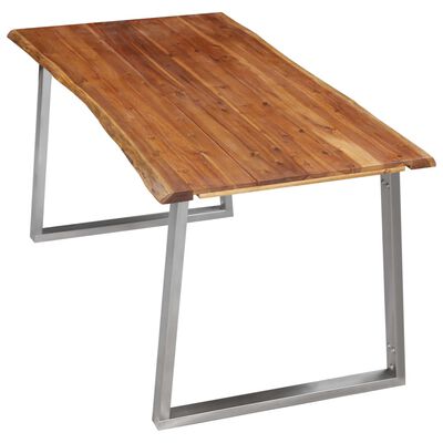 vidaXL Jedilna miza 160x80x75 cm trden akacijev les in nerjaveče jeklo