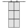vidaXL Drsna vrata z opremo črna 90x205 cm kaljeno steklo