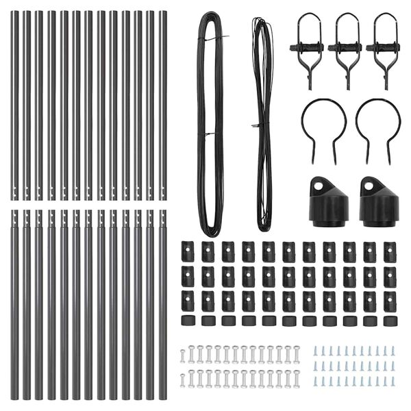 vidaXL Ograjni stebri 13 pcs Siva Ø32mm 150 cm Pocinkano jeklo