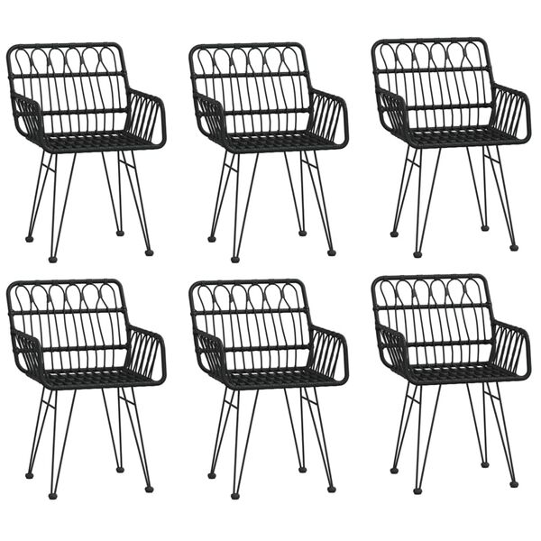 vidaXL Vrtna jedilna garnitura 7-delna črna poli ratan