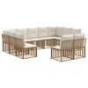 vidaXL Zunanja garnitura za sedenje 11 pcs Naravna in krem bela